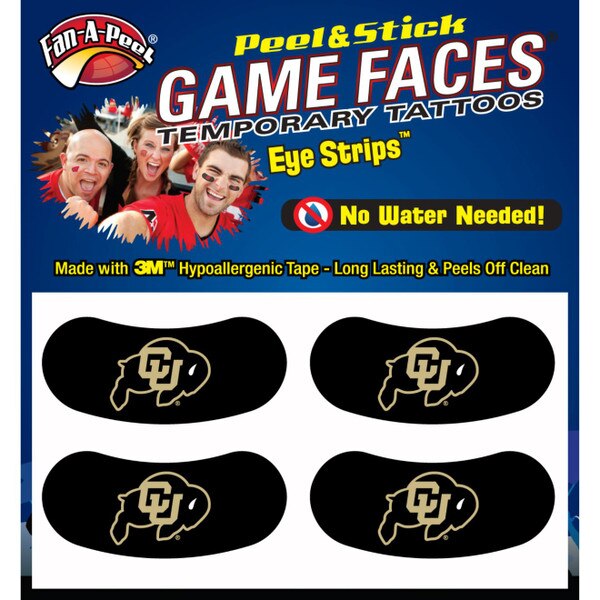 A four pack of eye black c-u buffalo logo tattoos.