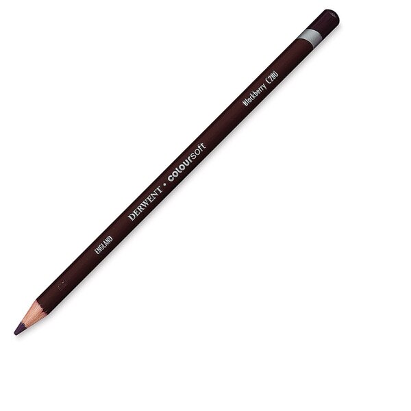 A blackberry colored derwent coloursoft drawing pencil.