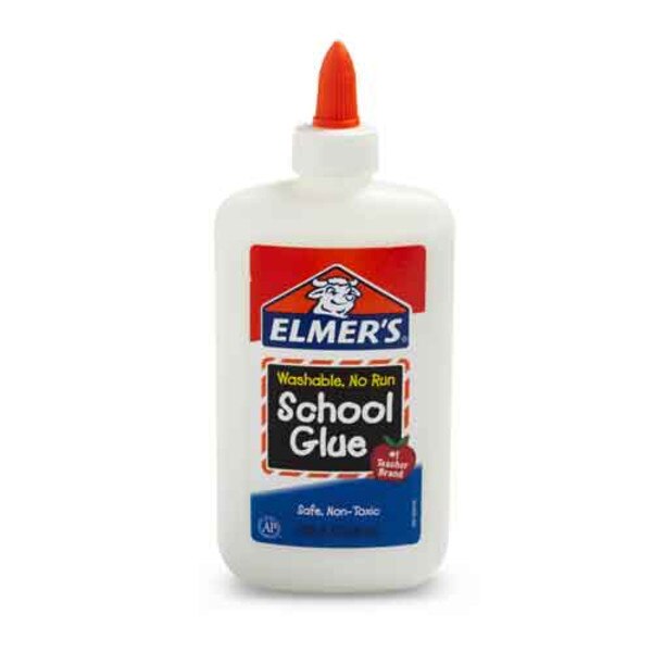 An eight ounce container of Elmer's school glue.