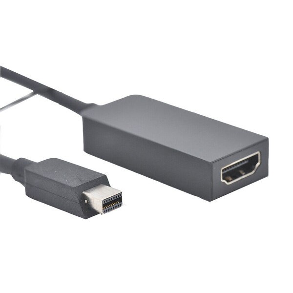 A black mini displayport to HDMI adapter.