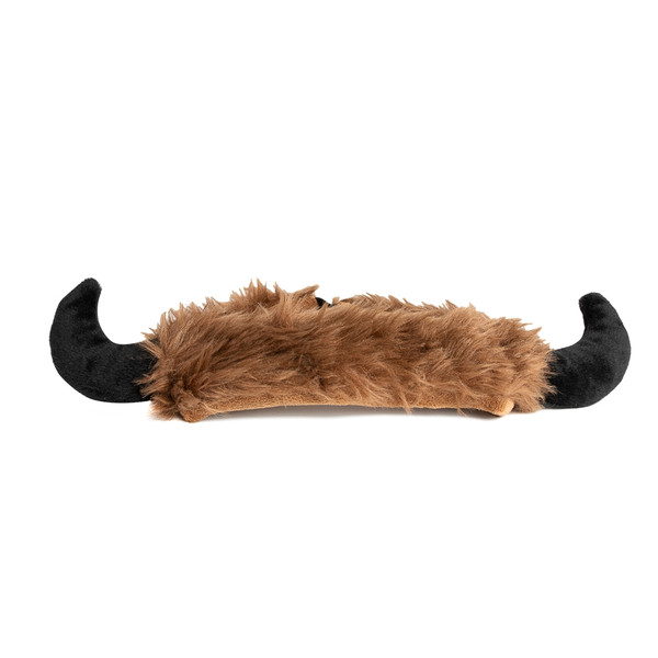 A plush buffalo headband with horns.