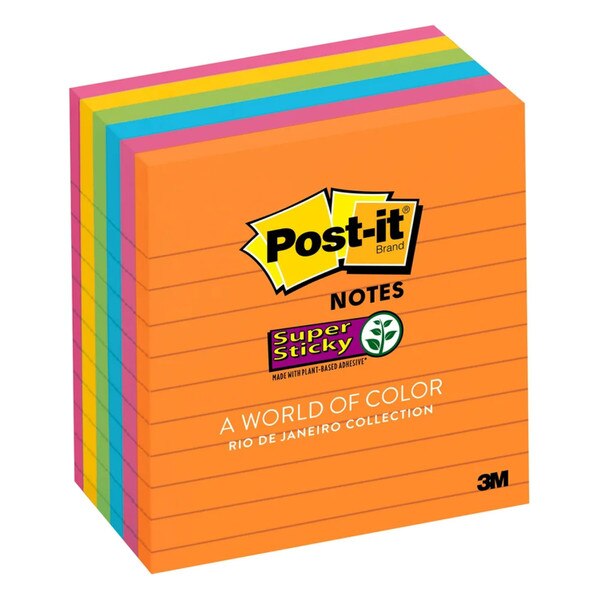 A pack of assorted color-lined sticky notes.