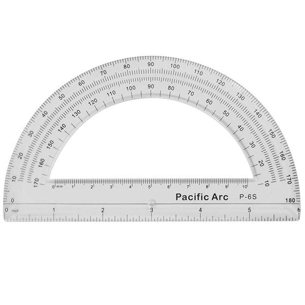 This is a clear 6 inch protractor.