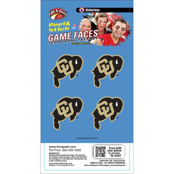 A four pack of temporary c-u buffalo logo tattoos.