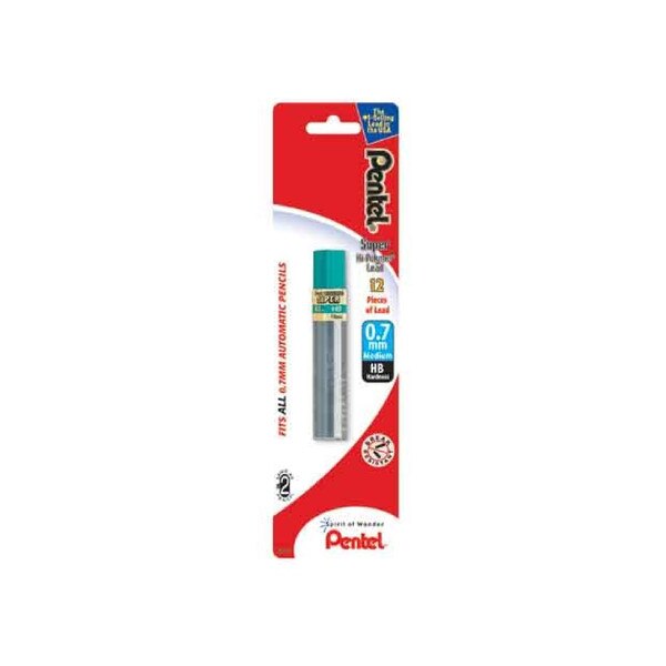 Pentel 0.7mm HB Super Hi-Polymer mechanical pencil lead refill pack with 12 pieces