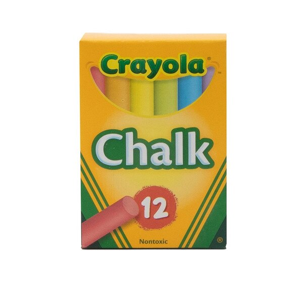 12 pack of multicolor chalk pieces.