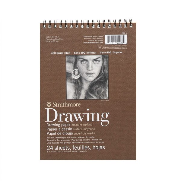 A small sketchbook with a brown cover that includes twenty-four sheets of paper.