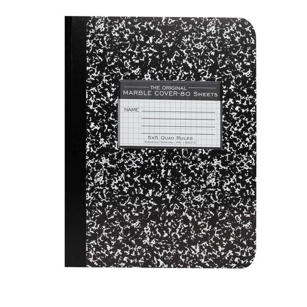 A graph ruled composition notebook.