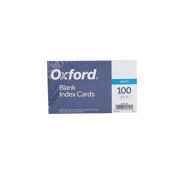 A one-hundred pack of plain three by five index cards.
