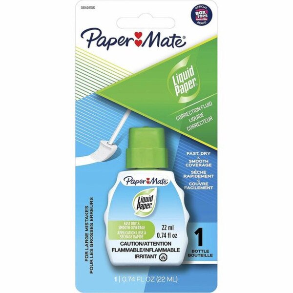 A zero point seventy-four fluid ounce container of liquid paper white-out.