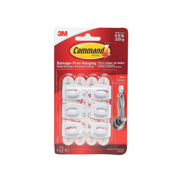 A six pack of mini command hooks.