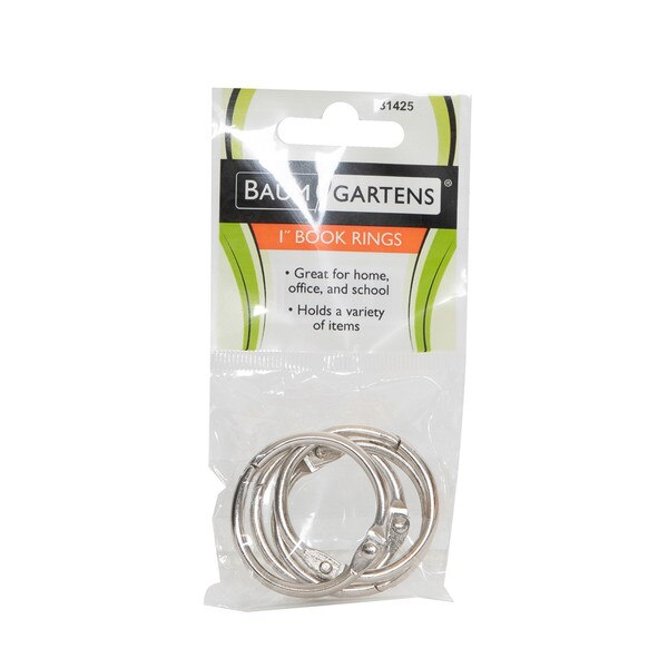 Pack of 4, of baumbarten's 1 inch in diameter silver binder rings.