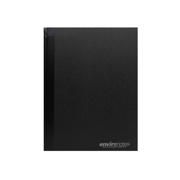 A black recycled composition notebook.