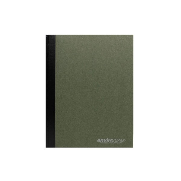 A green recycled composition notebook.