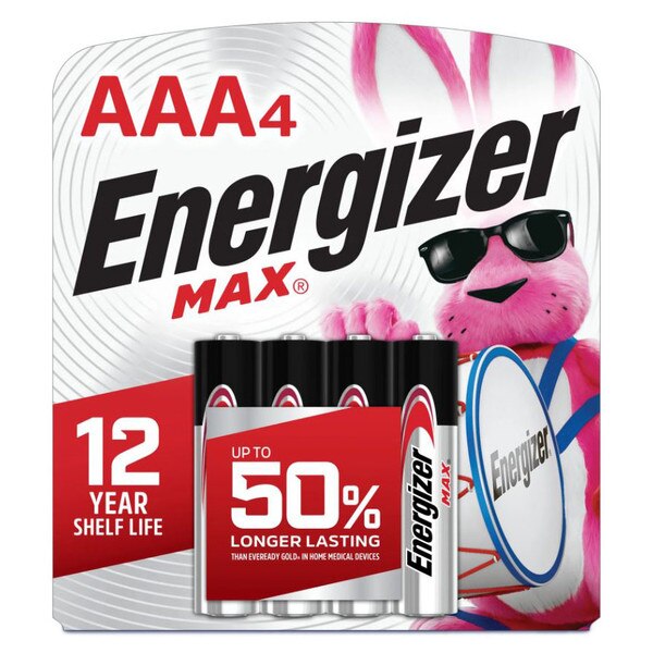 A four pack of AAA Energizer batteries.