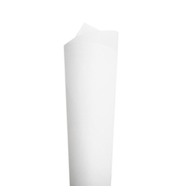 A curled up sheet of white vellum.