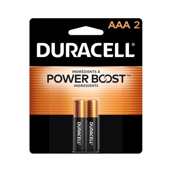 A two pack of triple-A duracell batteries.
