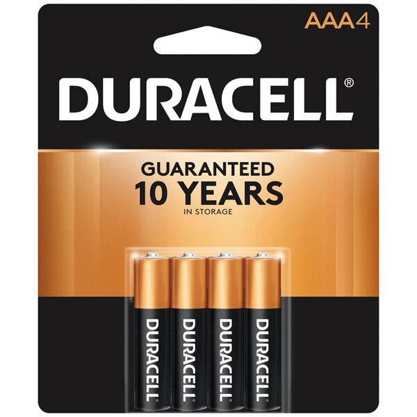 A four pack of AAA Duracell batteries.