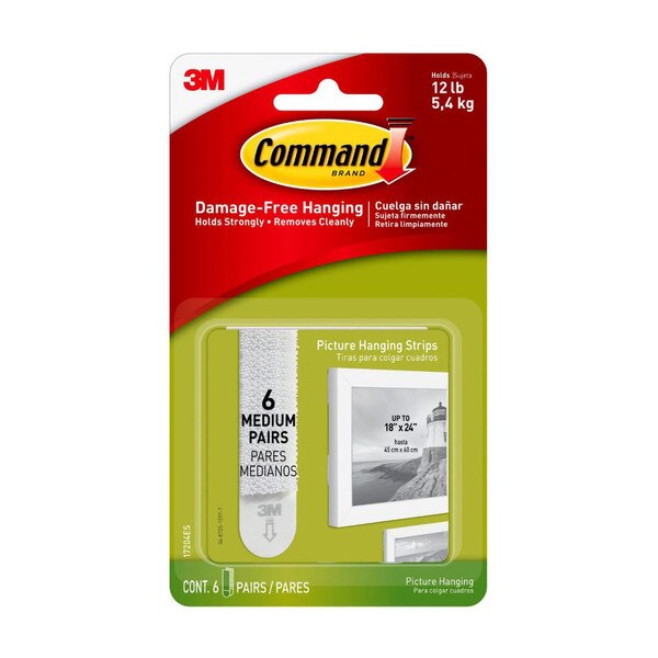 This is a pack of 6 pairs of medium Command brand picture hanging strips.