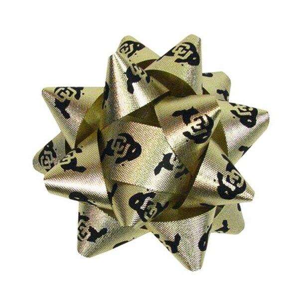 A shiny Vegas Gold ribbon with black C-U Buffalo logos all over it.