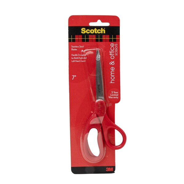 Red seven-inch scissors from scotch, fit for left and right hand.