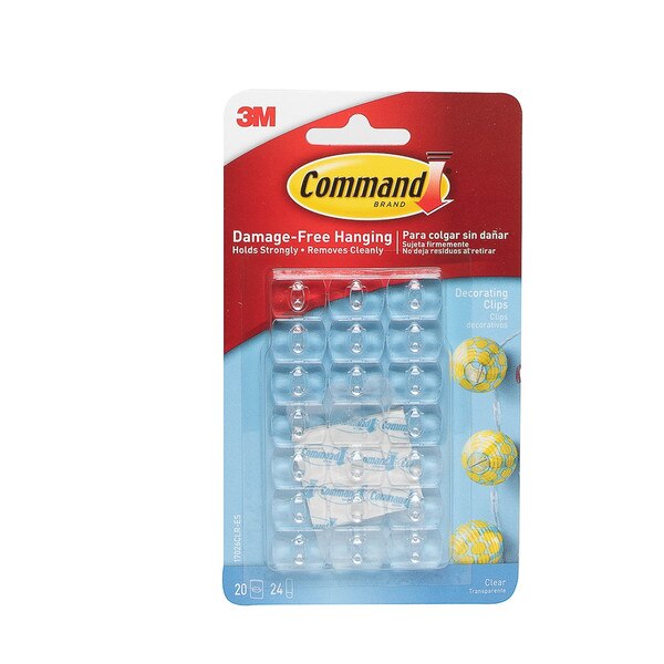 20 clear small decorating command hooks.