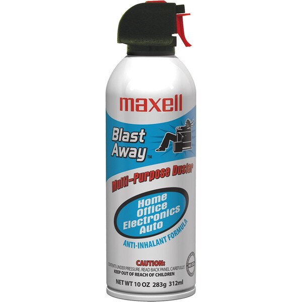 A can of compressed air with a nozzle to dust electronics.