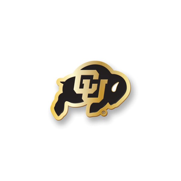 A 3 by 4-inch colorado buffaloes lapel pin.