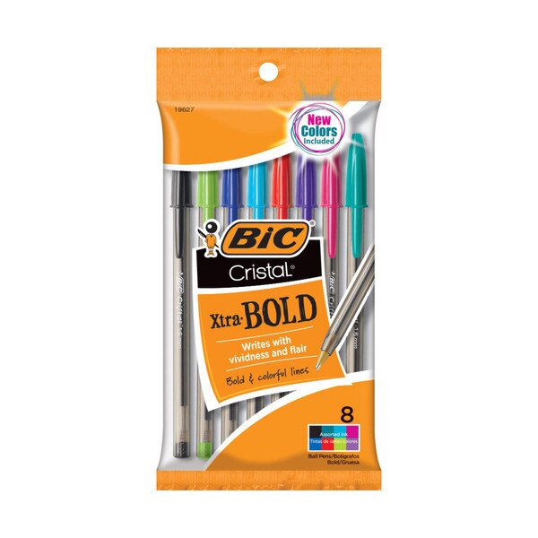 This is a pack of capped pens in 8 different colors. These colors are pink, red, blue, black, dark green, light green, light blue, and purple.