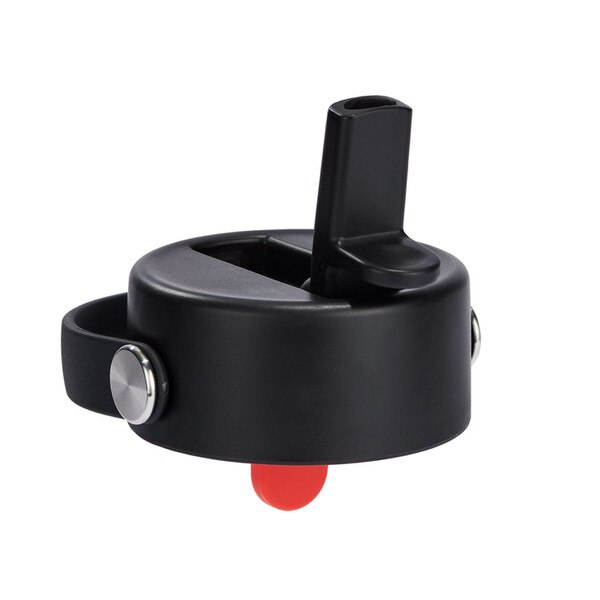 A black Wide Mouth Hydro flask Sip Lid with a handle and straw.
