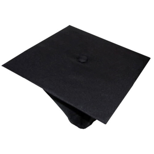 An all black graduation cap.
