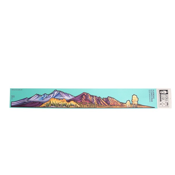 A colorful Flatiron mountains sticker that is perfect for wrapping around your water bottle.