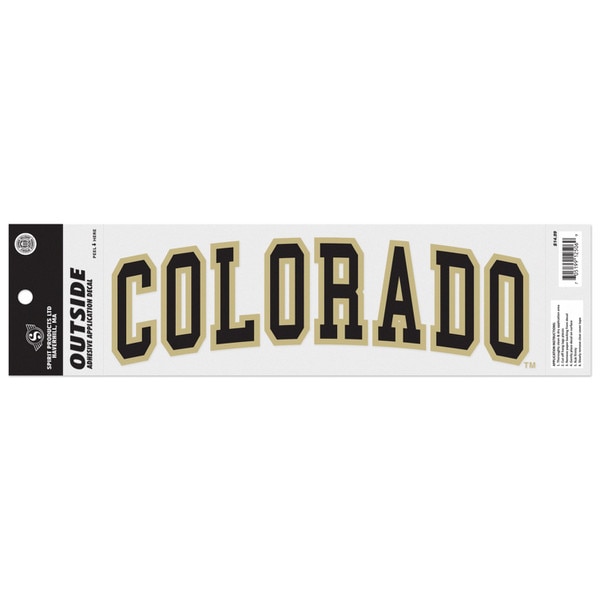 A decal that says "Colorado" in black and gold bold print.