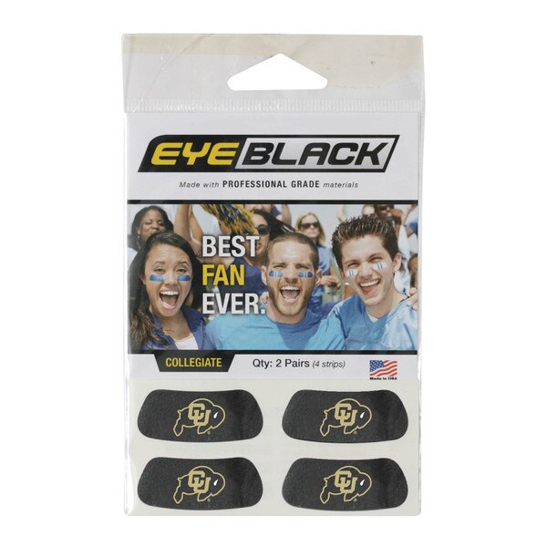 Two pairs of temporary eye black tattoos for football games, featuring the C-U Buffalo logo in gold on each.