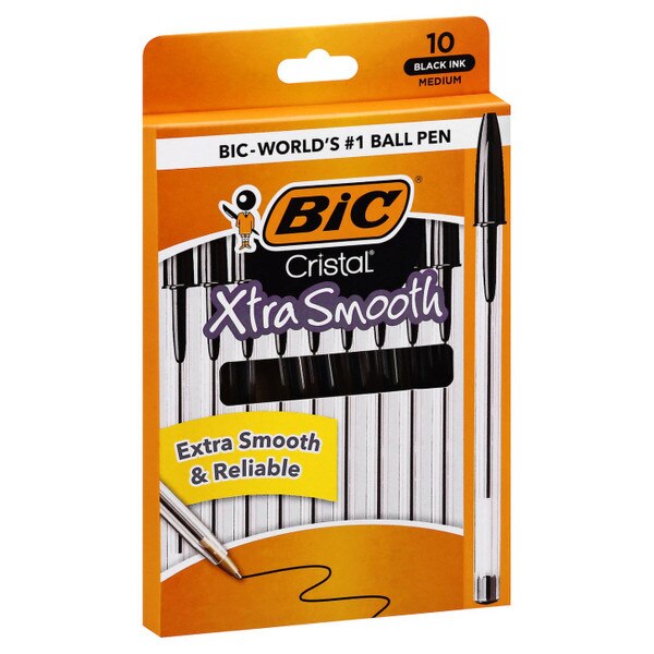 A photo of the ten pack of black ballpoint pens.