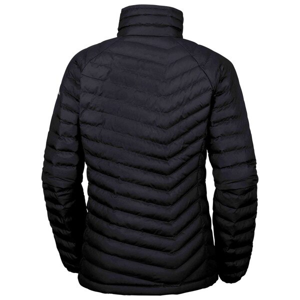 A plain black collared down backing.
