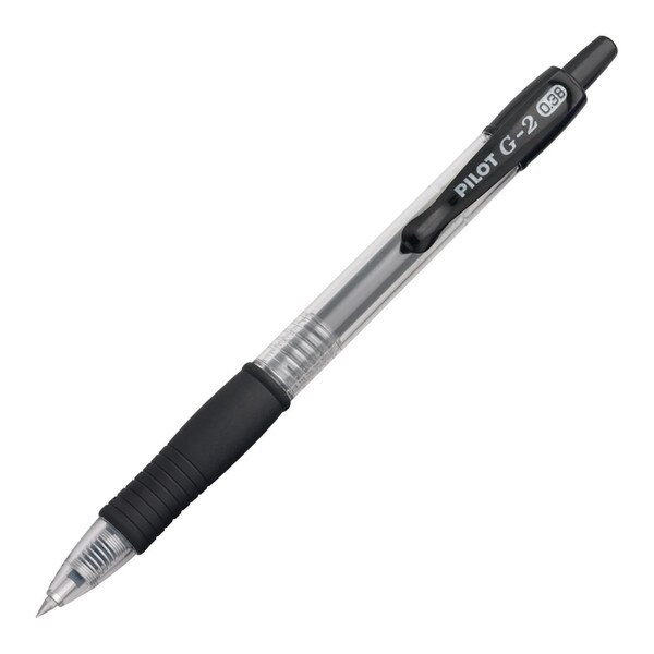 A black, retractable Pilot pen.