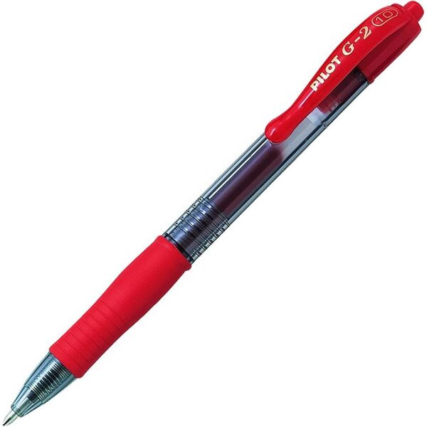A red, retractable Pilot pen.