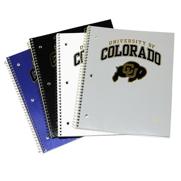 All of the color options of the notebooks laid out. There are white, black, gray, and dark blue options.