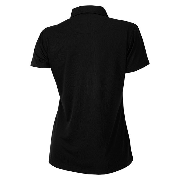 The back of the polo is solid black.