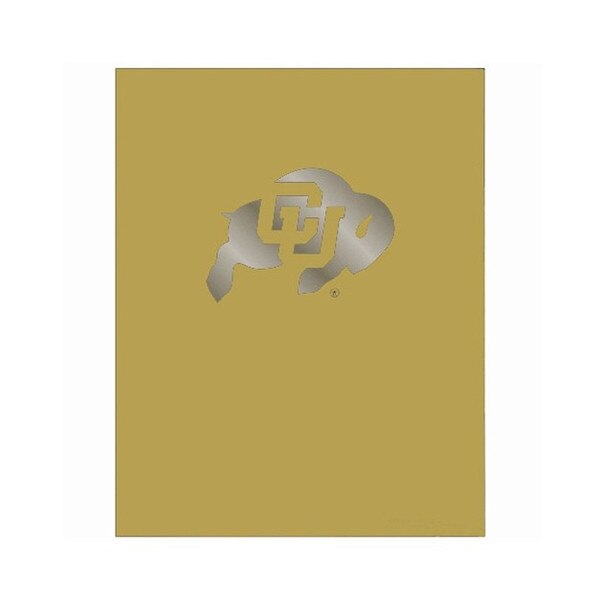 A gold folder with a silver C-U Buffalo logo on the front.