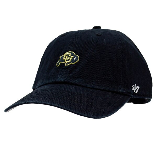 Black '47 Brand hat featuring an embroidered CU Buffalo logo in gold on the front and a white '47 logo on the left side.