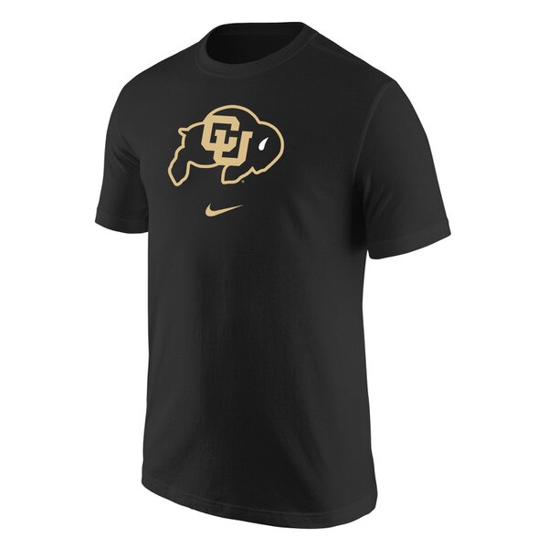 Black t-shirt with the Cu buffalo logo and nike swoosh underneath.