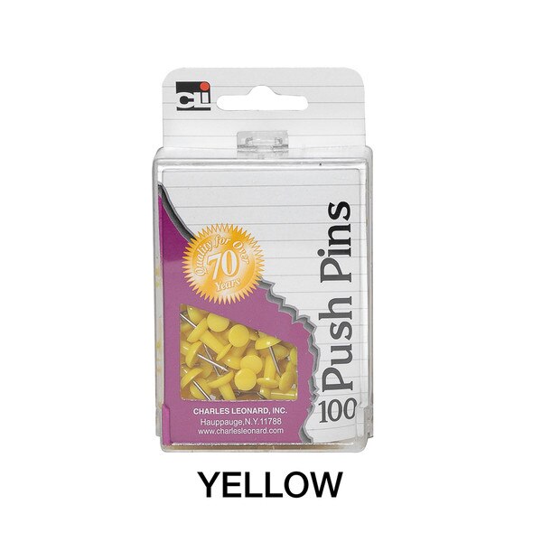 100 count pack of yellow push pins.