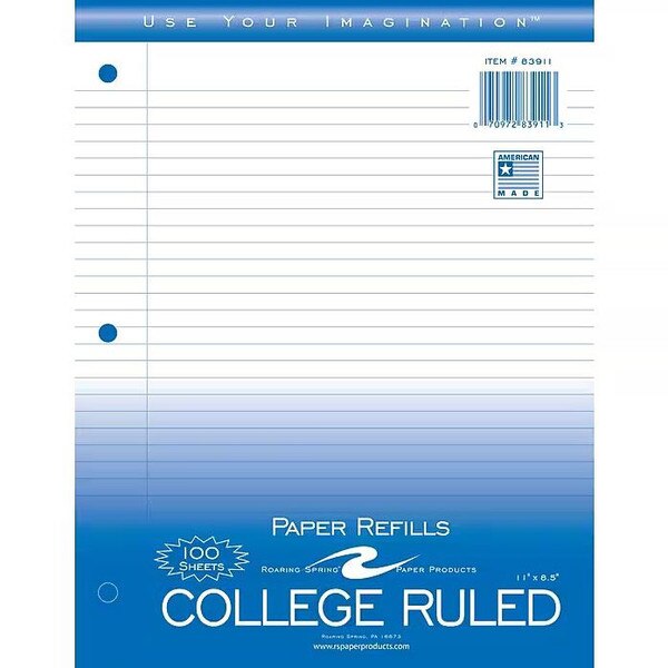 This is a 200 count of College ruled filler paper.