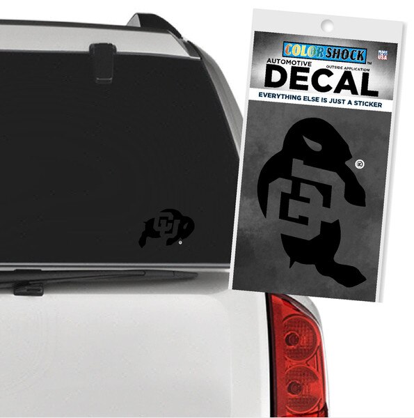 A black Colorado buffaloes logo decal.