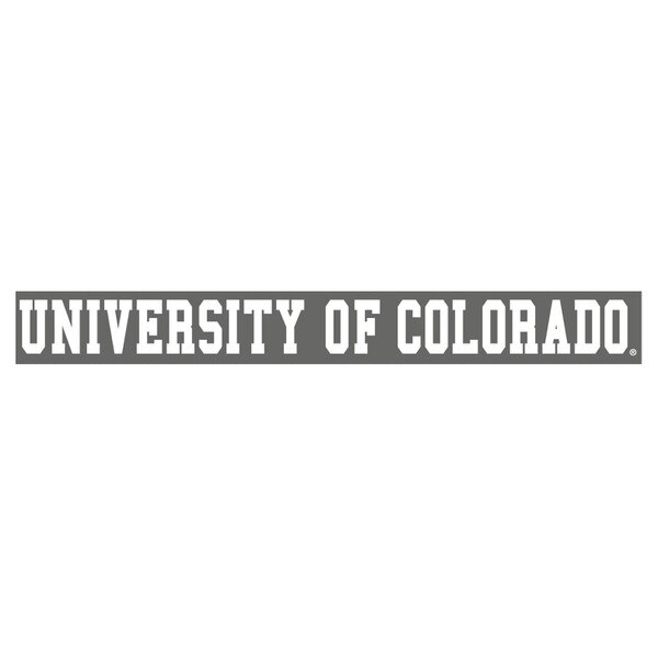 White cut-out block letters stickers spelling out University of Colorado.