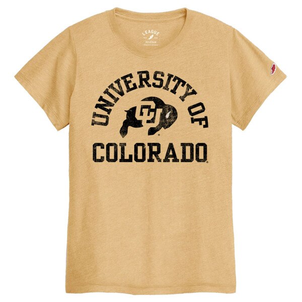 Gold t-shirt with University of Colorado in black block letters written around the CU Buffalo logo.