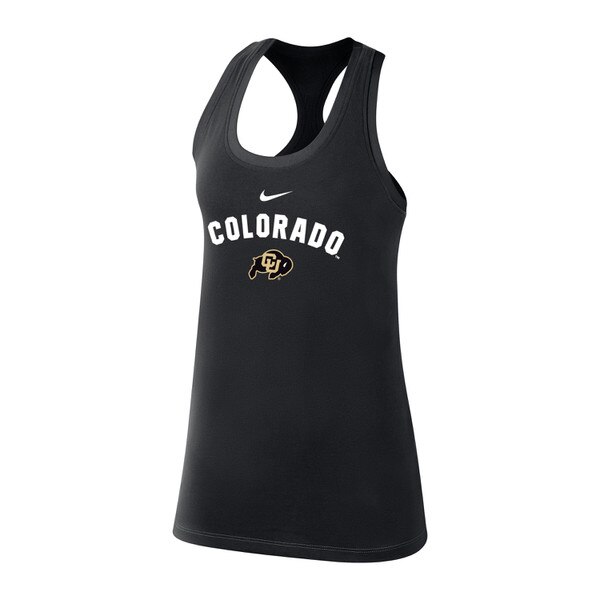 A basic black full-length tank with a C-U Buffalo logo on the center front, and Colorado and a Nike logo above it, both in white.