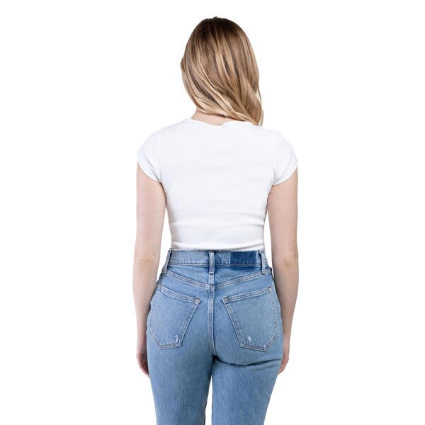 Back view of white crop top.